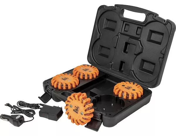 4 Inch Round Rechargeable Strobe/Flare Kit With 4 Flares And Charging Case 8891017