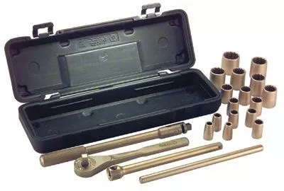 Ampco Safety Tools W-260 21 Piece Socket Sets, 1/2 in, 6 Point (1 Set)