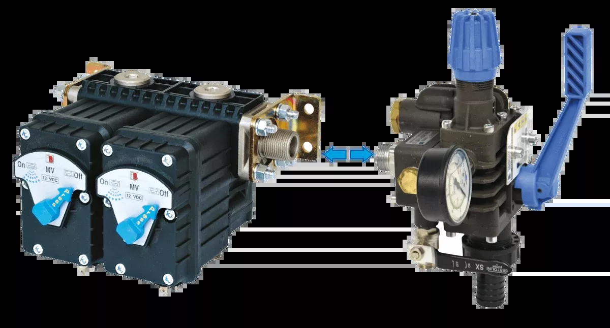 Bertolini Regulating Valve with ON and OFF Motor 12v Blue Band