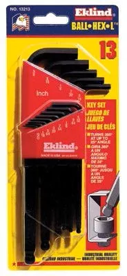 Eklind Tool 13213 13 Piece Black Oxide Hex Ball Tip Ball-Hex-L Key Inch Size Set (1 Set)