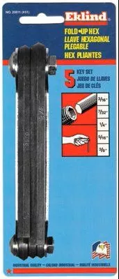 Eklind Tool 20511 5-Key Inch Fold-Up Hex Tip Key Set (1 Set)