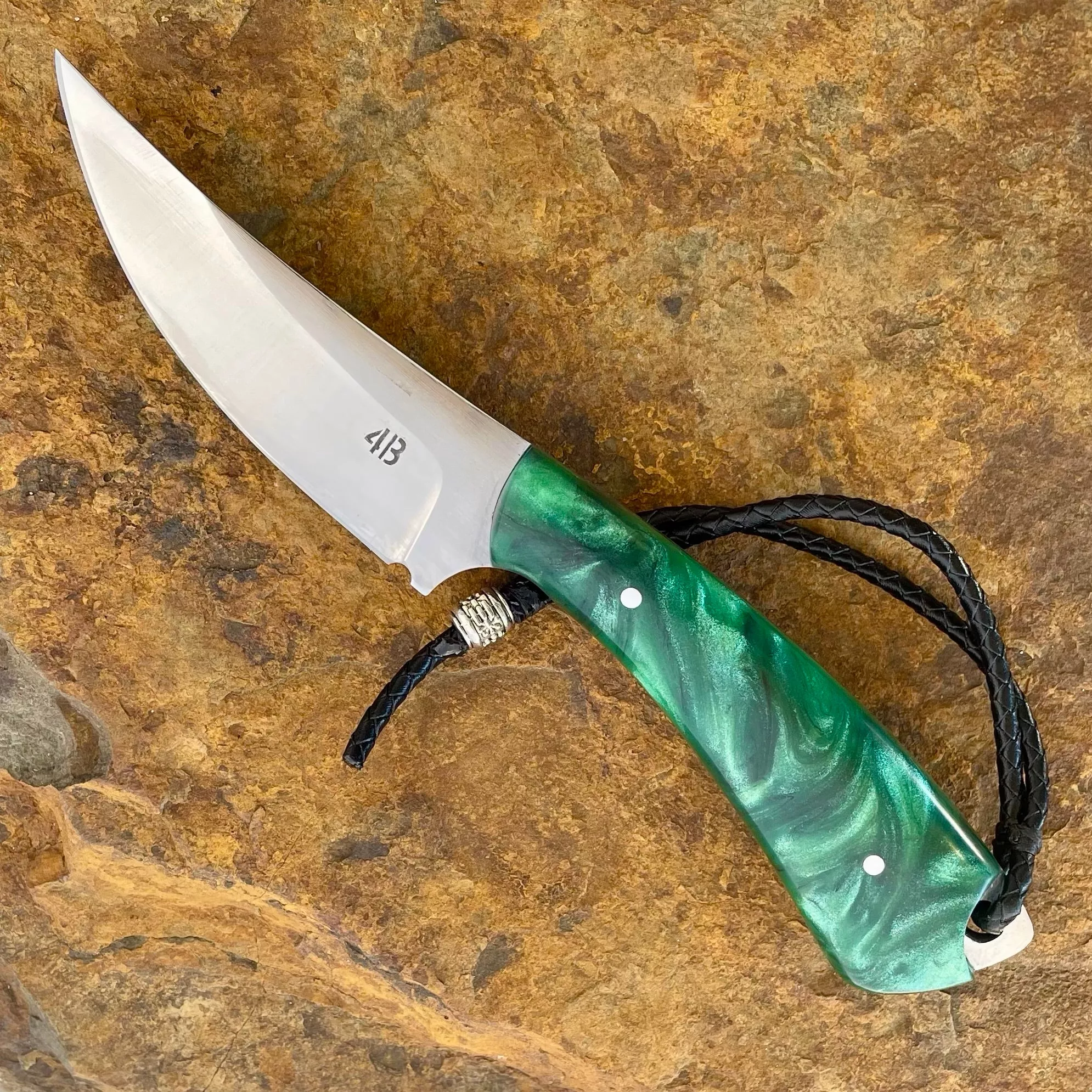 Hunter in 1095 w/ Green Swirl Resin