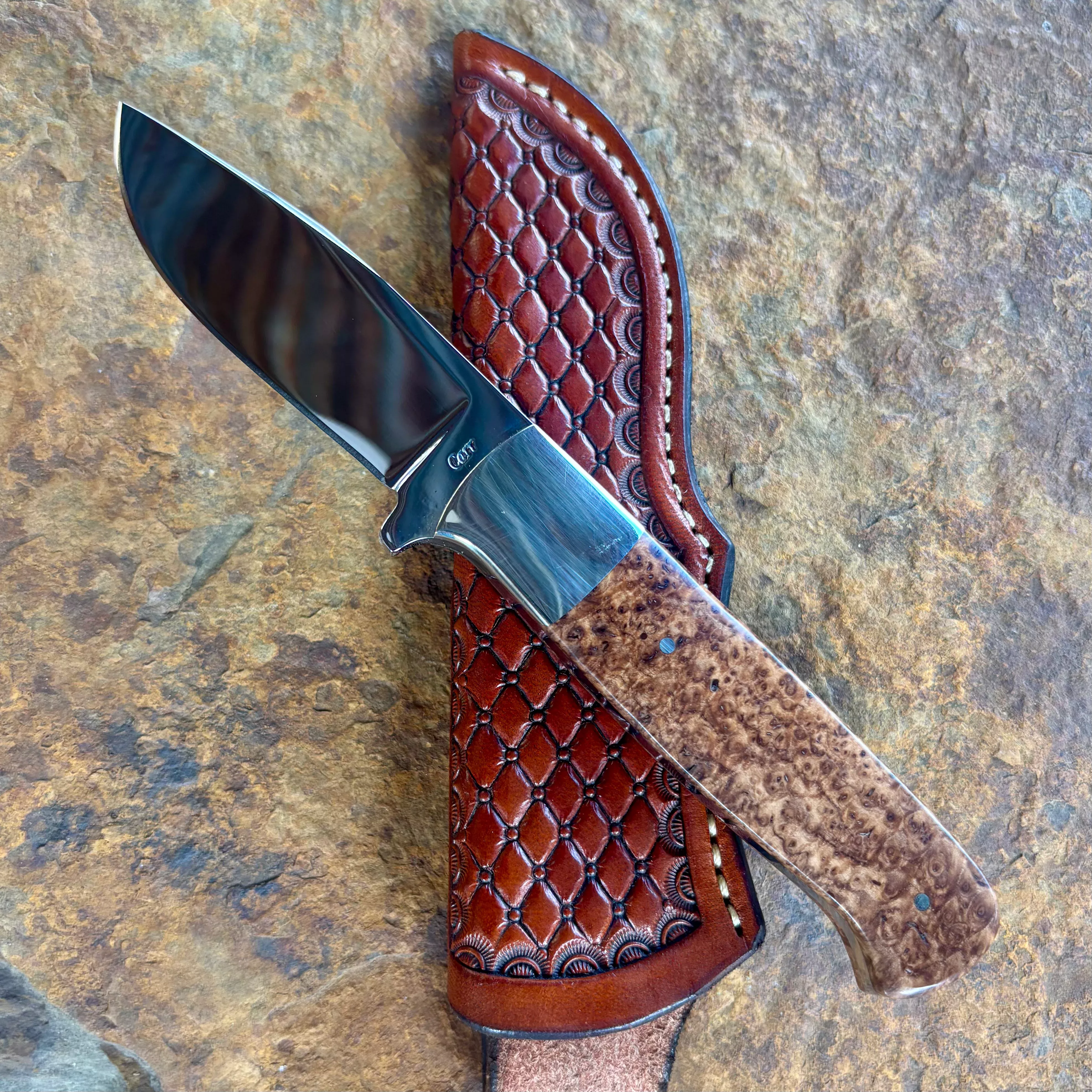 Hunter in 52100 w/ Black Ash Burl
