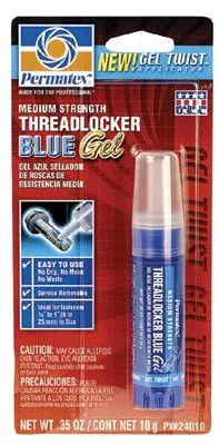 Permatex 24010 Medium Strength Blue Threadlockers, 10mL, 1 in Thread, Blue (6 EA)