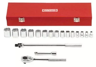 Proto 54122 Torqueplus 18 Piece Socket Sets, 1/2 in, 6 Point (1 Set)