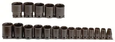 Proto 74106 Torqueplus 19 Piece Impact Socket Sets, 1/2 in, 6 Point (1 Set)