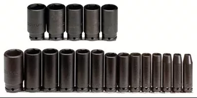 Proto 74116 Torqueplus 19 Piece Deep Impact Socket Sets, 1/2 in, 6 Point (1 Set)
