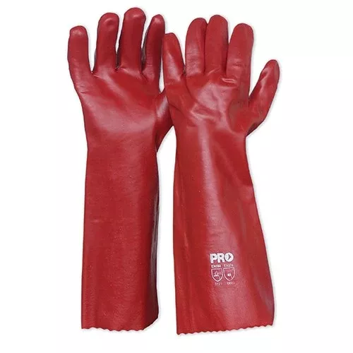 PVC Dipped Chemical Handler Glove Red 45cm Per Pair