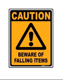 PVC Safety Sign BEWARE OF FALLING ITEMS 300 x 400mm