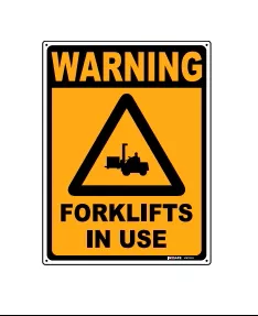 PVC Safety Sign CAUTION FORKLIFTS OPERATING 225 x 300mm