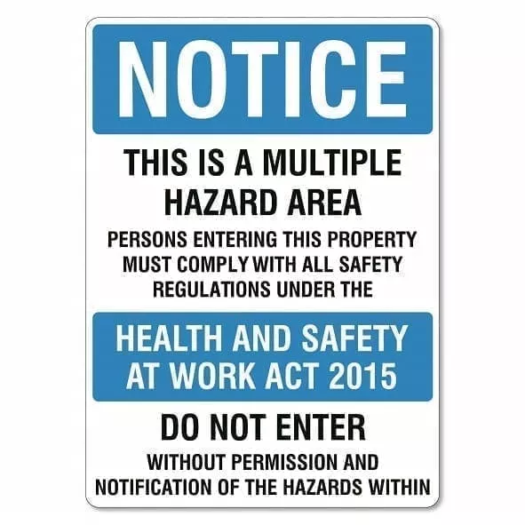 PVC Safety Sign MULTIPLE HAZARD AREA 450 x 600mm