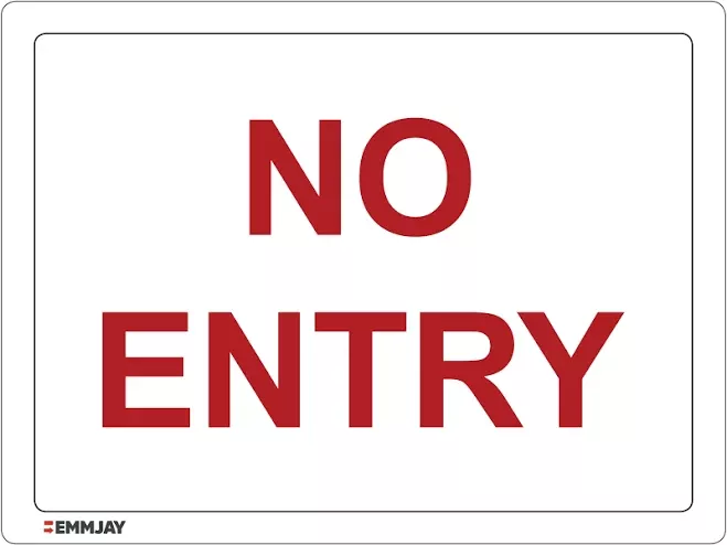 PVC Safety Sign NO ENTRY 300 x 400mm