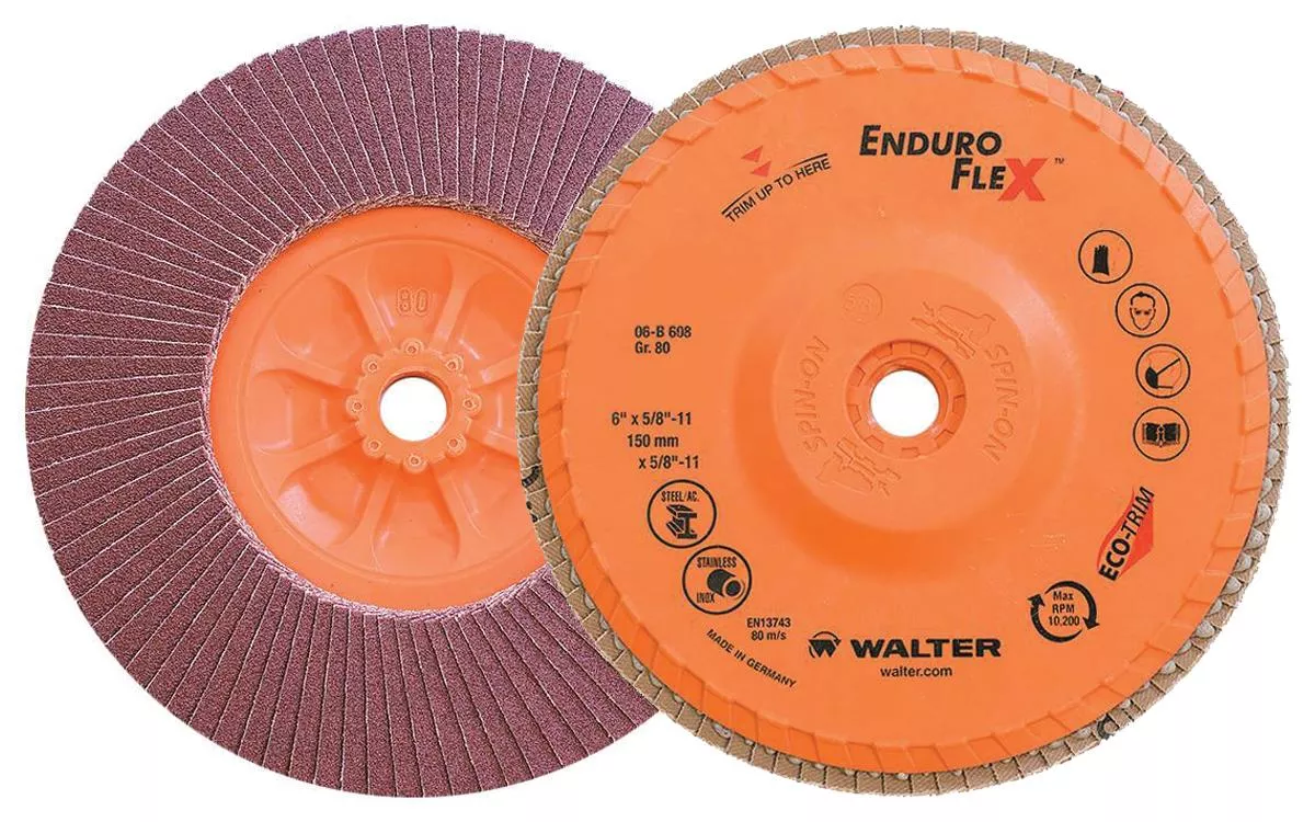 Walter 06B608 6" 80 Grit Spin-On Enduro-Flex Flap Disc