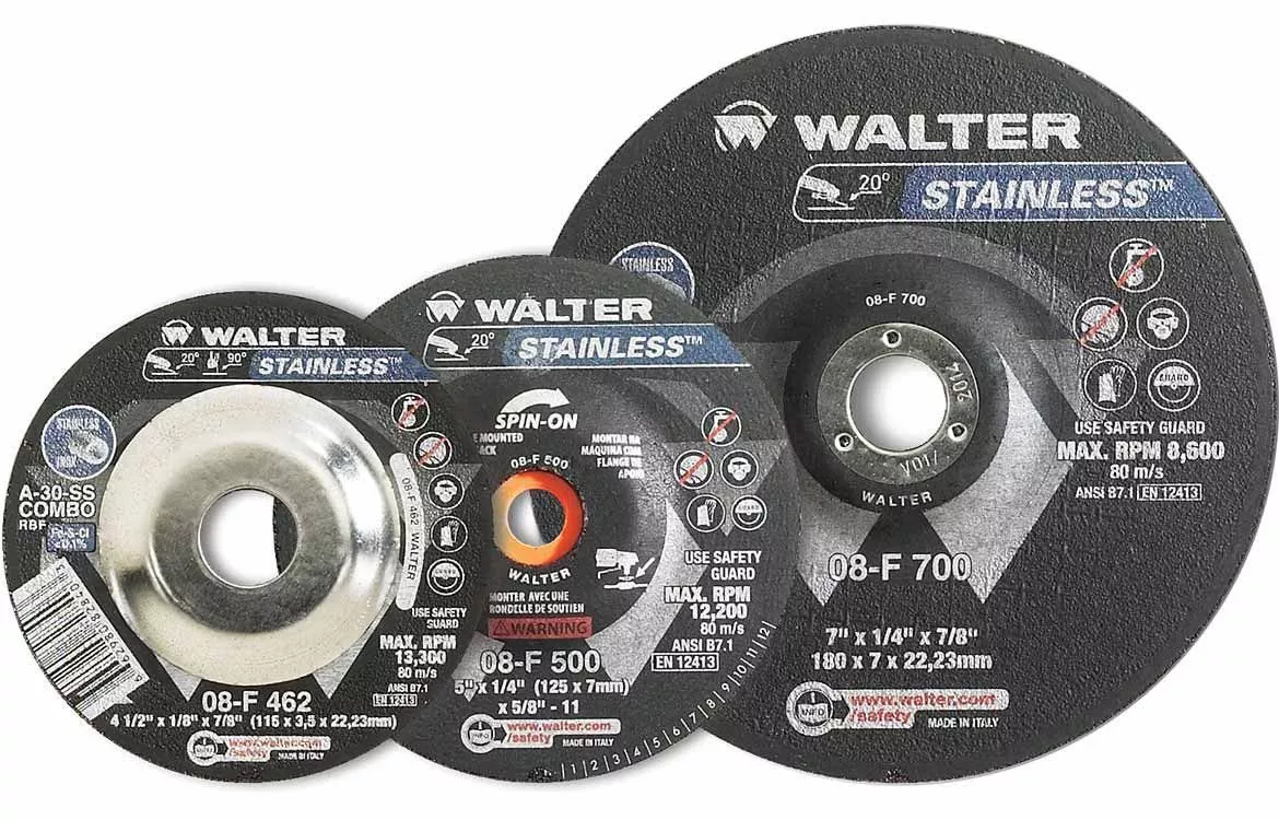 Walter 08F452 4.5" x 1/8" Stainless Combo Spin-on Grinding Wheel