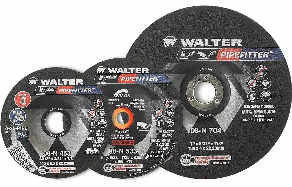 Walter 08N533 4.5" x 5/32" Pipefitter A36 Spin-On Grinding Wheel