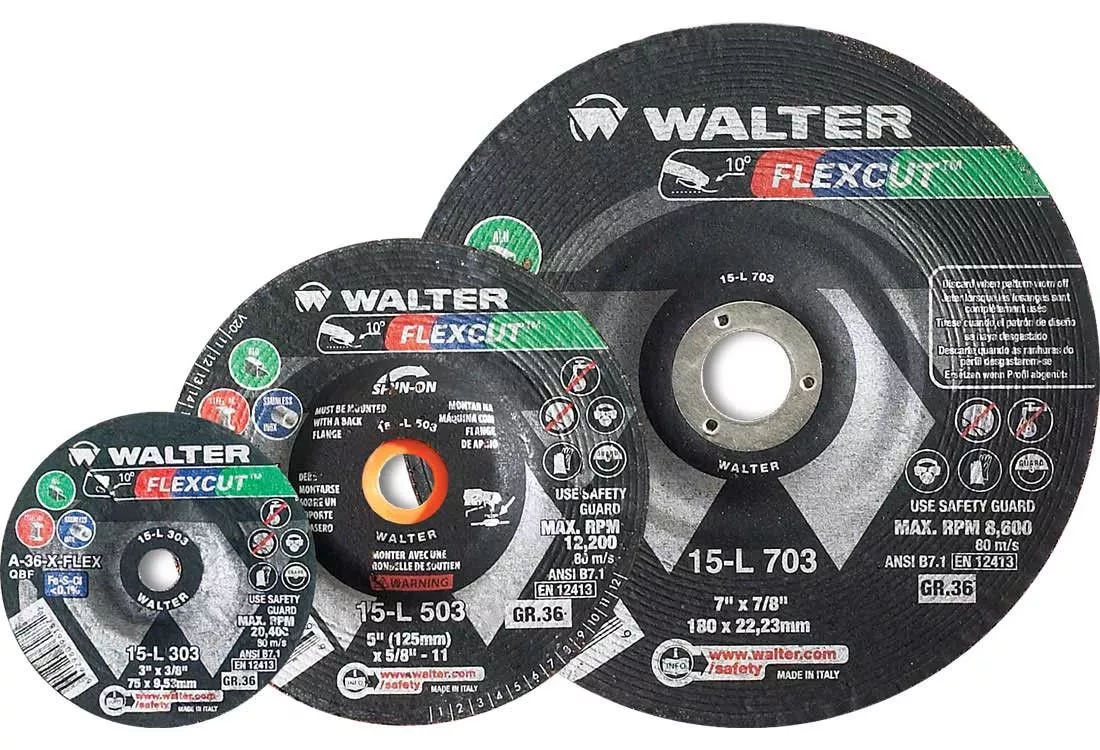Walter 15L303 3" x 3/8" 36 Grit Flexcut Wheel