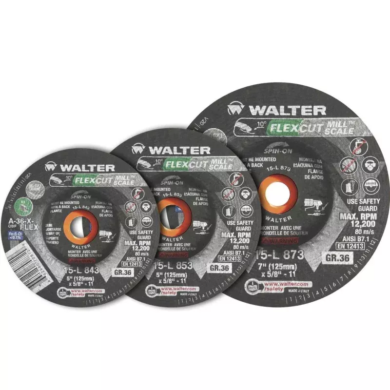 Walter 15L853 5" 36 Grit Spin-On Flexcut Mill Scale Wheel