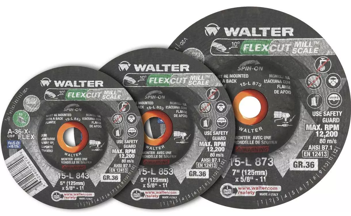 Walter 15L873 7" 36 Grit Spin-On Flexcut Mill Scale Wheel