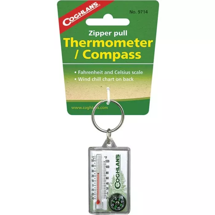 Zipper Pull Thermometer/Compass