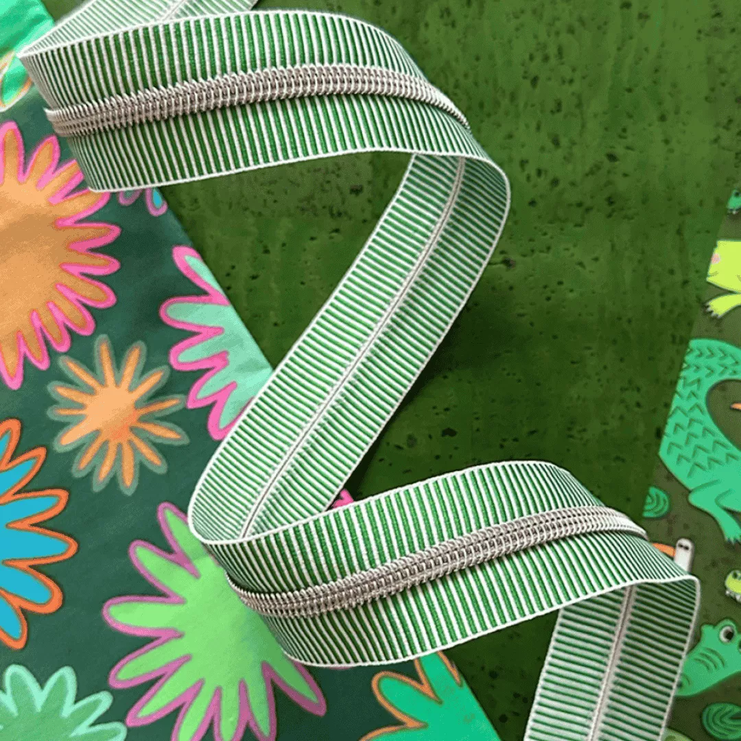 Zipper Tape – 3yds – Green Stripe